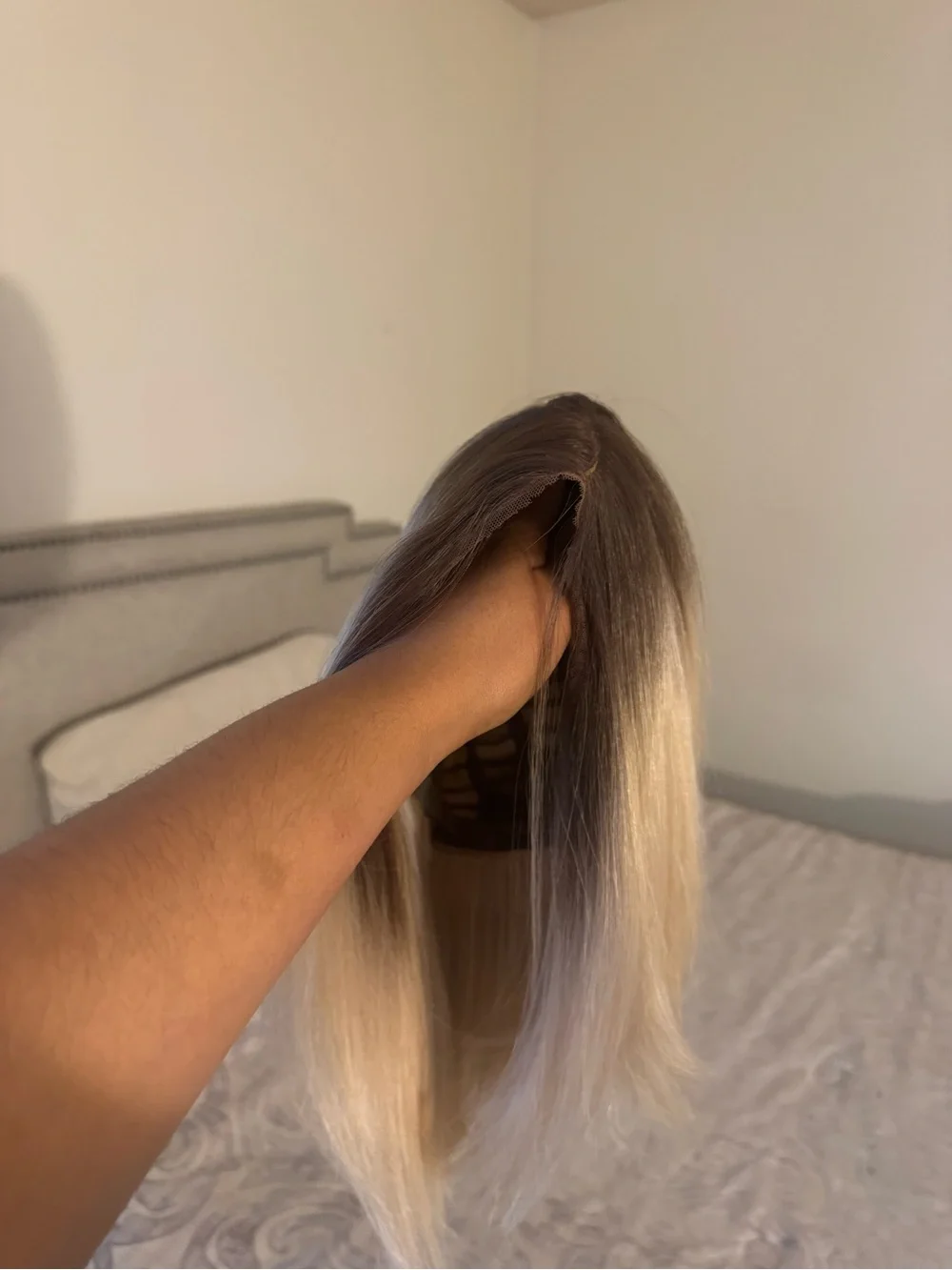 Blonde Ombre Wig - Natural Dark Roots to Light Blonde